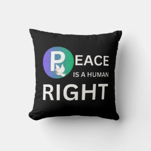 Peace Is a Human Right Dove and Earth Symbol Throw Pillow