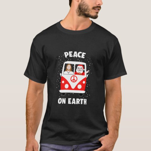 Peace Is On Earth Santa And Jesus Hippie Fan Chris T_Shirt