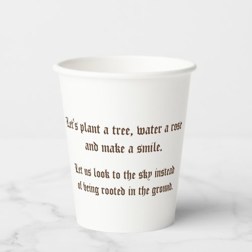 Peace is our banner paper cups