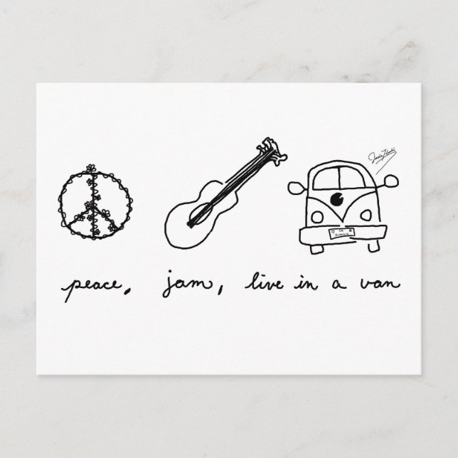 Peace, Jam, Live in a Van Postcard (Front)
