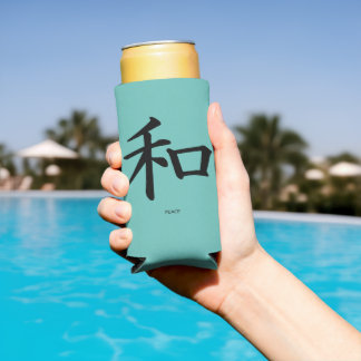 Peace Japanese Calligraphy Symbol Seltzer Can Cooler