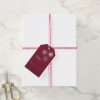 Peace, Joy and 3 Snowflakes Red and White Minimal Gift Tags