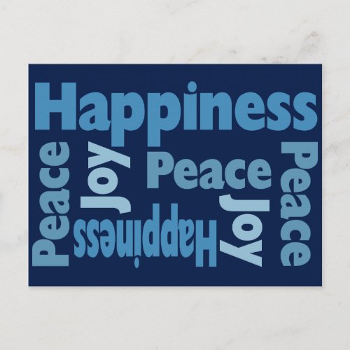 PeaceJoy and Happiness Good Will Message Holiday Postcard