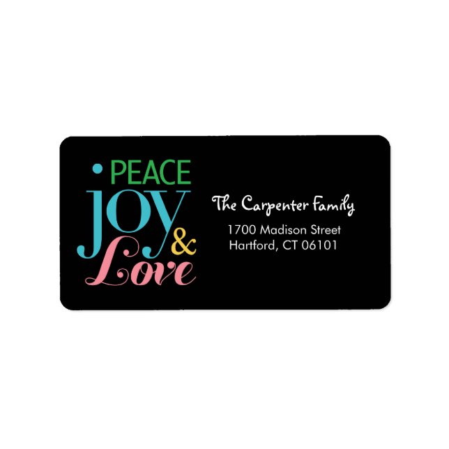 Peace Joy, and Love Holiday Address Labels (Front)