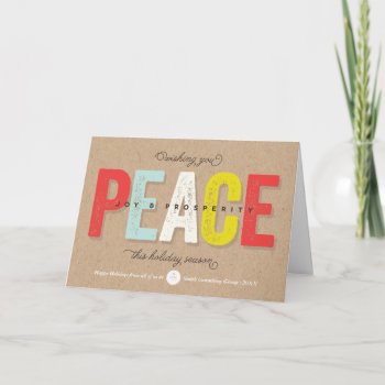 Peace  Joy And Prosperity Bold Typography Business Holiday Card by fat_fa_tin at Zazzle