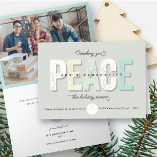 Peace, Joy And Prosperity Bold Typography Business Holiday Card