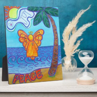 Peace Joy Beach Angel Art Painting Gift Plaque