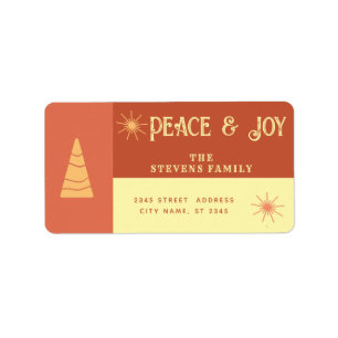 Peace & joy boho cheerful color block holiday  label