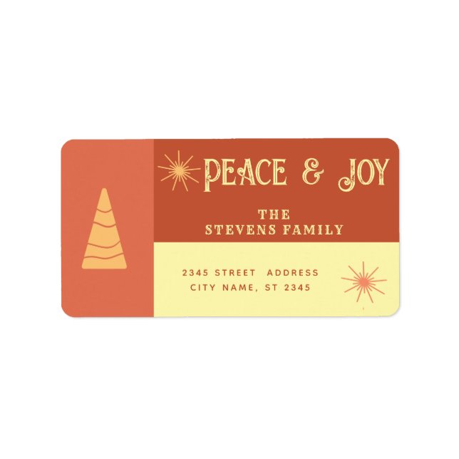 Peace & joy boho cheerful color block holiday  label (Front)