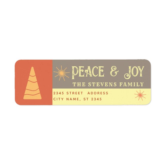 Peace & joy boho cheerful color block holiday  label (Front)