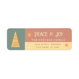 Peace & joy boho cheerful color block holiday label