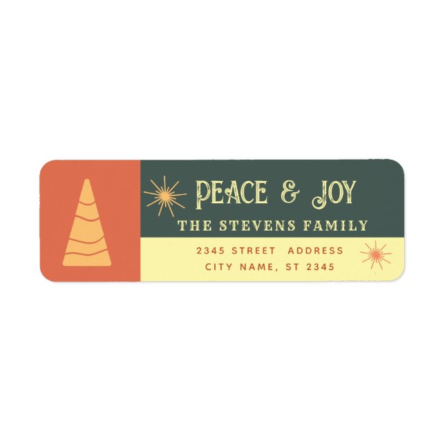 Peace & joy boho cheerful color block holiday  label (Front)
