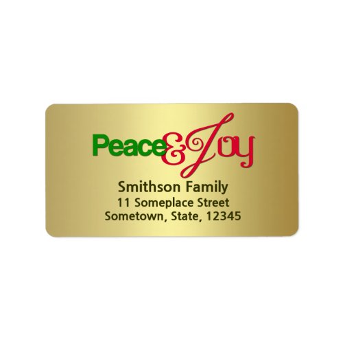Peace  Joy Christmas Brushed Gold Gift Labels