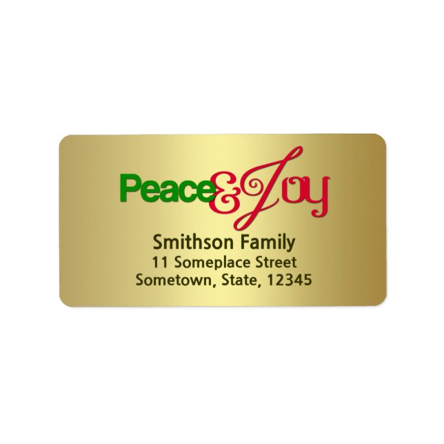 Peace & Joy Christmas Brushed Gold Gift Labels (Front)