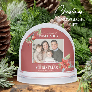 Peace Joy Family Photo Christmas Snow Globe