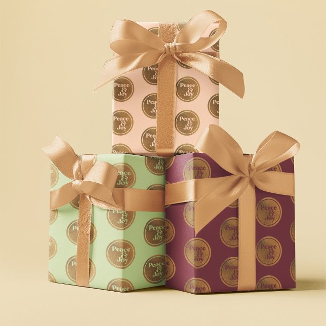 Peace & Joy, Gold Pink Green Burgundy Christmas Wrapping Paper Sheets (Peace & Joy: Gold, Pink, Green, and Burgundy Christmas Wrapping Paper Sheets)