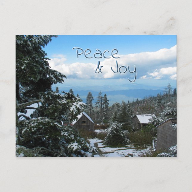 Peace & Joy Greeting from top of Mountain Holiday Postcard (Front)