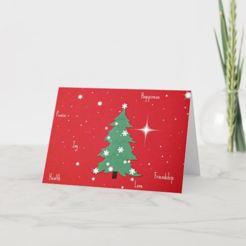 Peace Joy Happiness LoveChristmas greetings Holiday Card