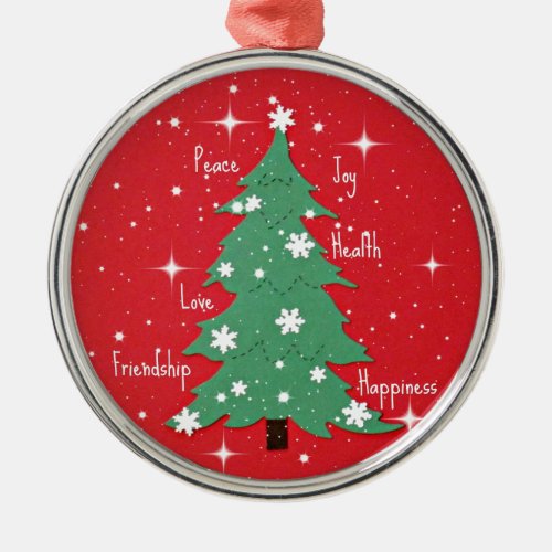 Peace Joy Happiness Love Metal Ornament