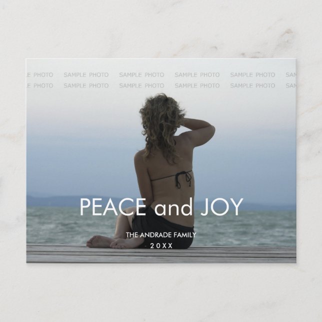 Peace Joy Holiday Photo Simple Christmas Greetings Postcard (Front)