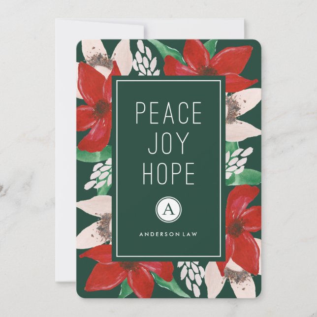 Peace Joy Hope Corporate Holiday Invitation (Front)