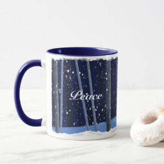 “Peace Joy Love” 11 oz  navy mug