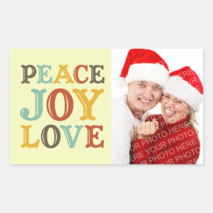 PEACE JOY LOVE block letter envelope photo label
