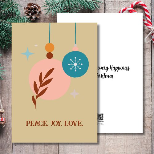 Peace joy love boho christmas ornaments  holiday card