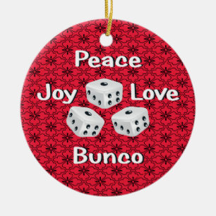 peace,joy,love,bunco ceramic ornament