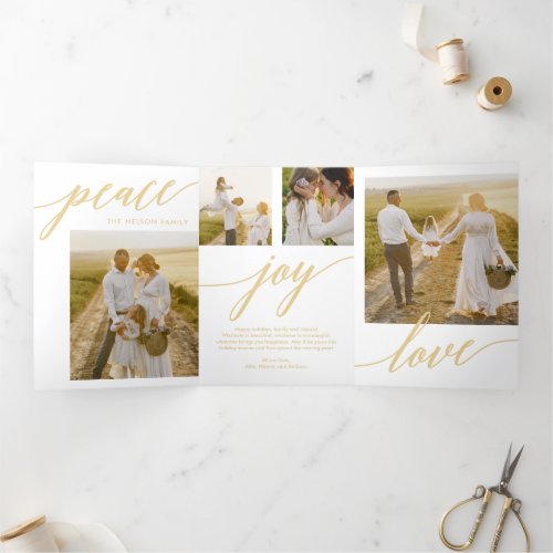 Peace Joy Love EDITABLE COLOR Trifold Holiday Card