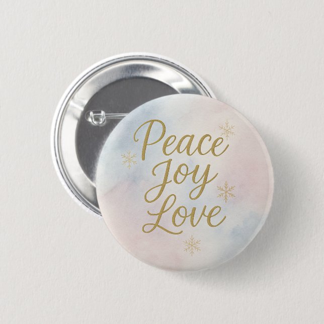 Peace Joy Love Elegant Christmas Button (Front & Back)