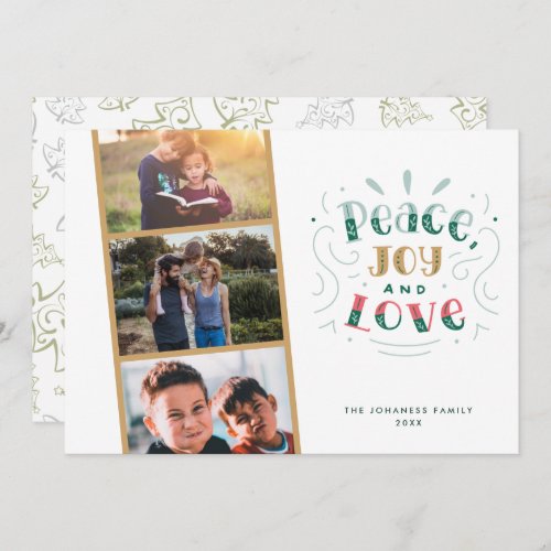 Peace Joy Love Family Photo Christmas Holiday Card