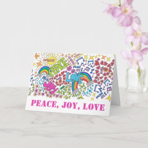 Peace Joy Love Hippy Art, with your words inside Card
