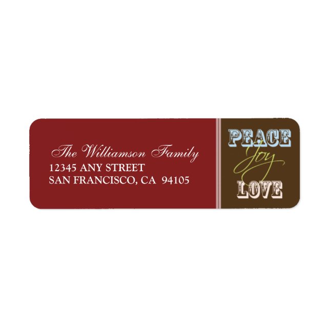 Peace-Joy-Love Holiday Address Labels (red) (Front)