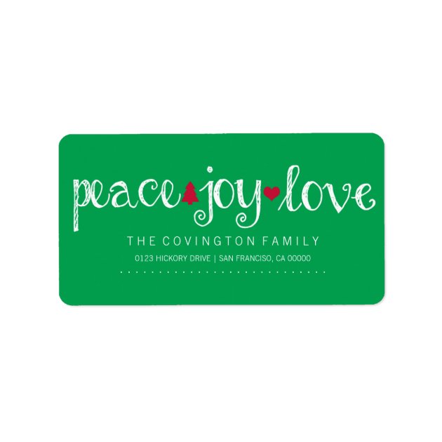 Peace Joy Love Holiday Script Label