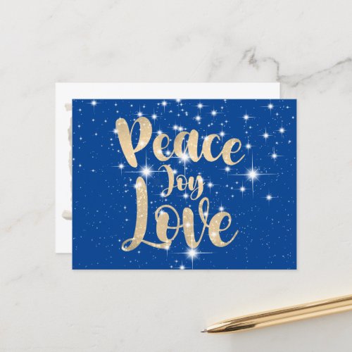 Peace Joy Love In Stars  Holiday Postcard