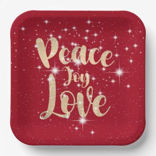 Peace Joy Love In Stars Paper Plates
