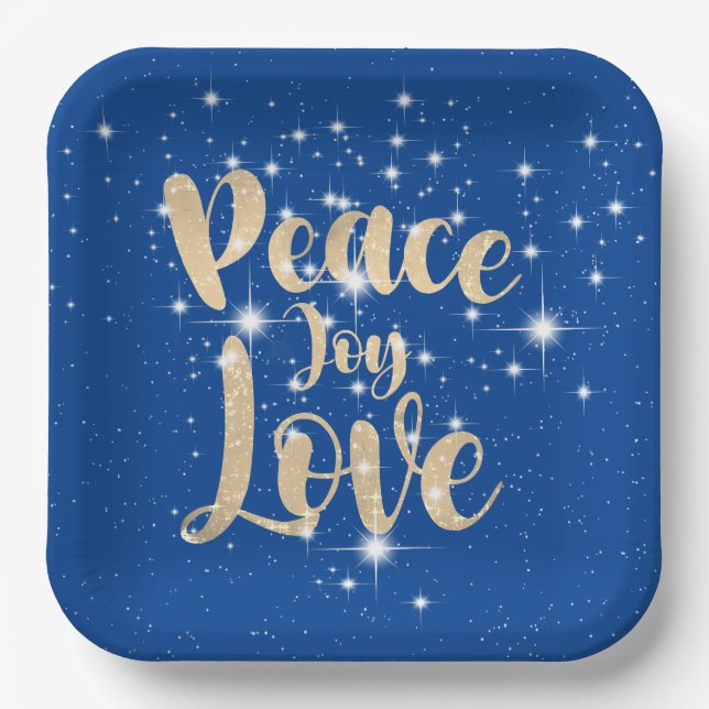 Peace Joy Love In Stars  Paper Plates (Front)