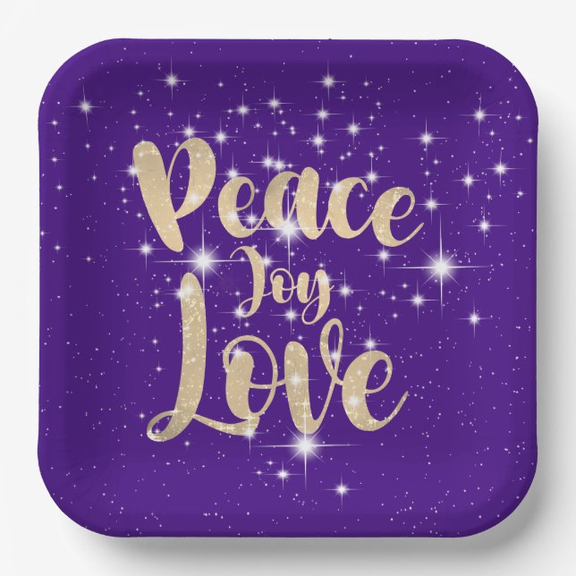 Peace Joy Love In Stars   Paper Plates (Front)