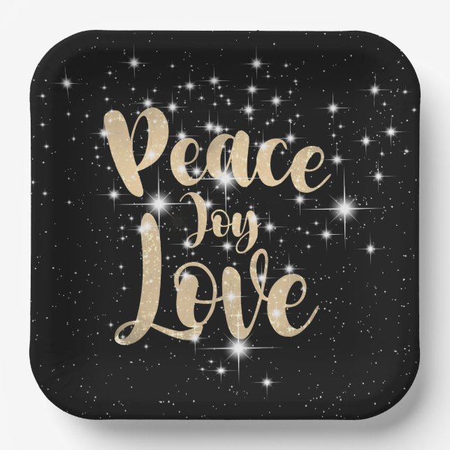 Peace Joy Love In Stars  Paper Plates (Front)
