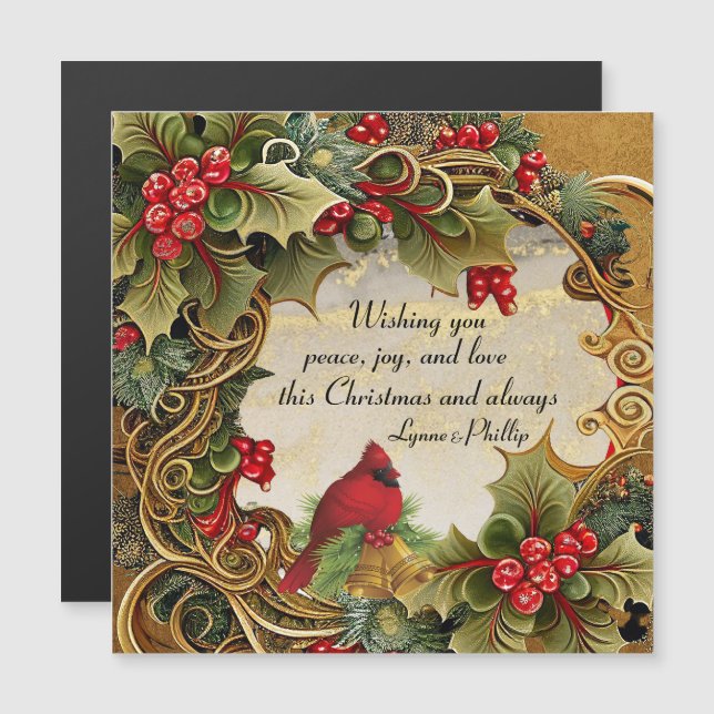 Peace, Joy, Love Magnetic Christmas Card (Front/Back)