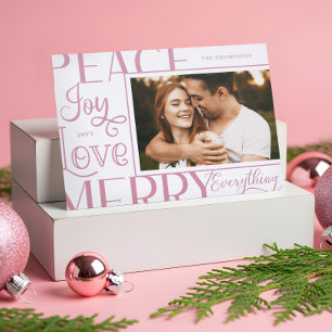 Peace Joy Love Merry Everything Elegant Christmas Letterpress Photo Cards