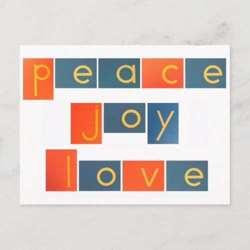 PEACE JOY LOVE Sandpaper Letters Holiday Postcard