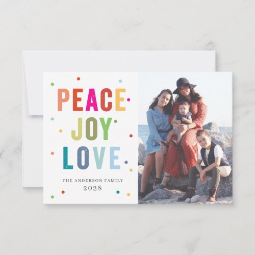 Peace Joy Love Typography Holiday Photo Card