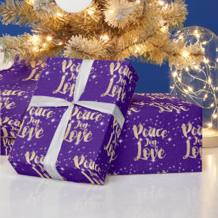 Peace Joy Love with Stars   Wrapping Paper