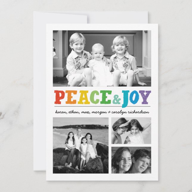 Peace & Joy Multi x 4 Holiday Card (Front)