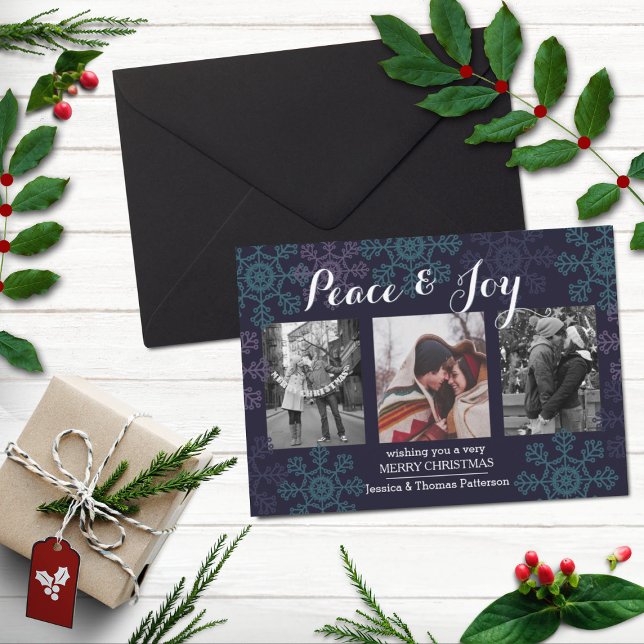 Peace & Joy Photo Card | 3 Custom Photos (Creator Uploaded)