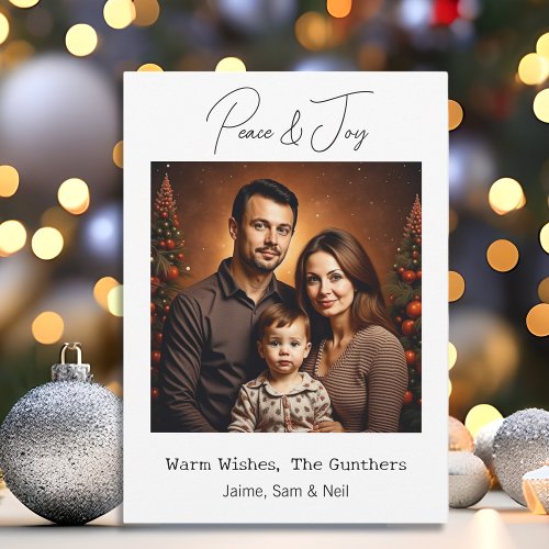 Peace  Joy  Picture Personalized Christmas Holiday Card