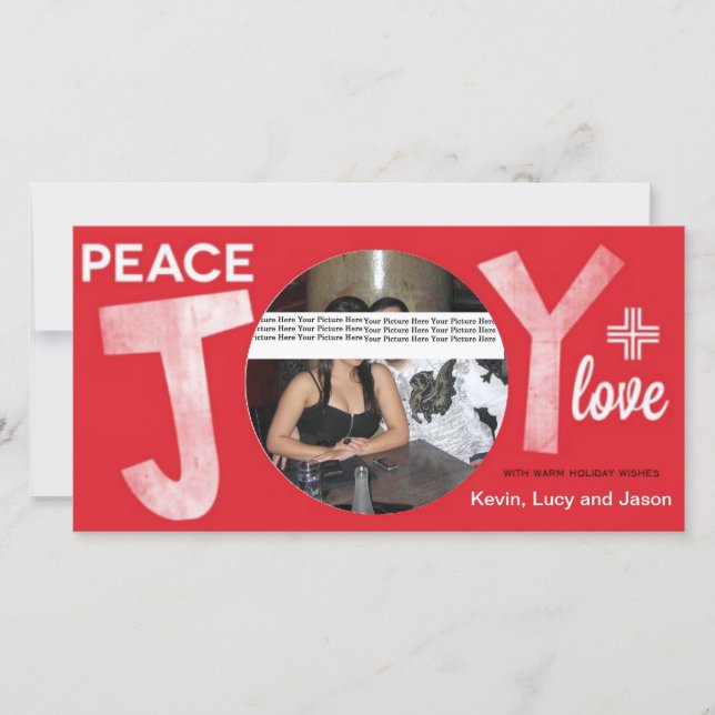 Peace Joy Plus Love Photo Card (Front)