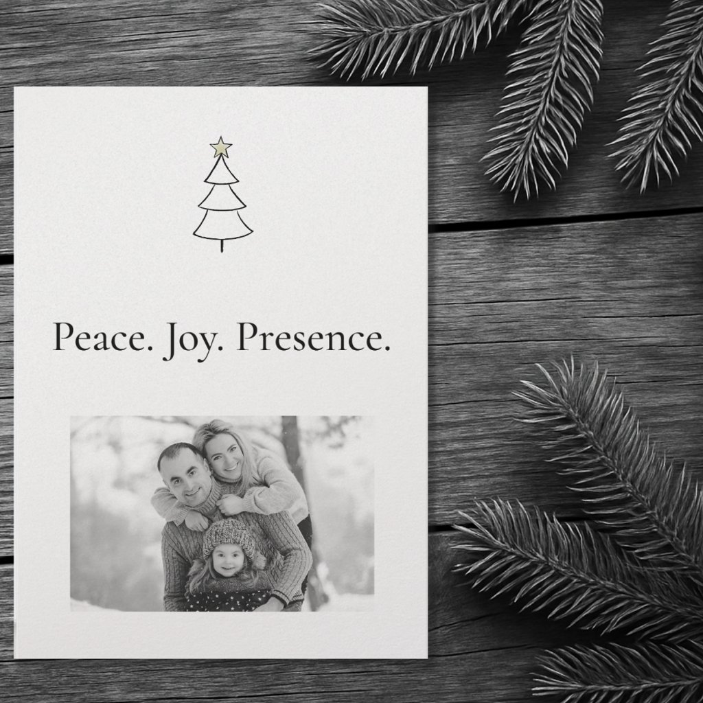 Peace. Joy. Presence. Minimalist Photo Christmas